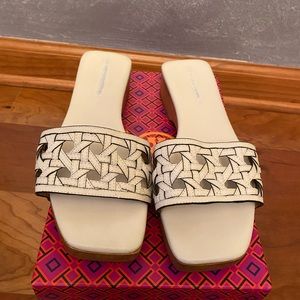 Tory Burch Basketweave Clog New Cream 9.5